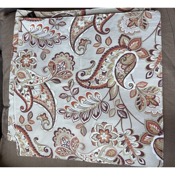 Cynthia Rowley Placemats Square Set Of 2 Flowers Paisley Fall Autumn Orange Tan - Picture 2 of 5